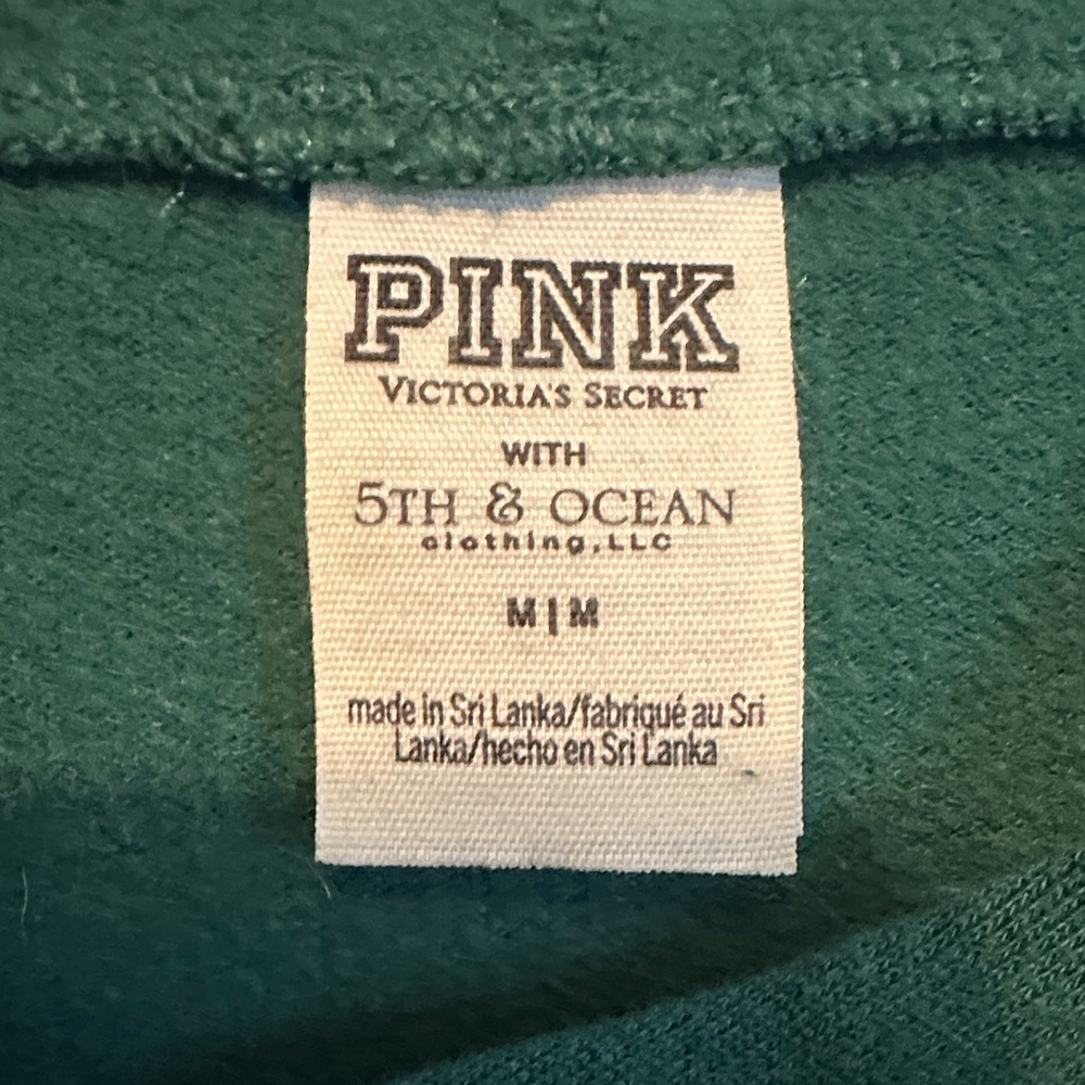 PINK Victoria's Secret MSU Green Hoodie with White Sleeves - Picture 3 of 7
